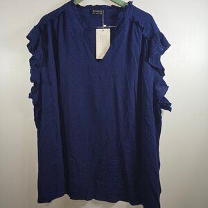 Bloomchic Crepe Feel, Straight Cut, Sleeveless-Ruffle Sleeve V-Neck, US 28, NWT